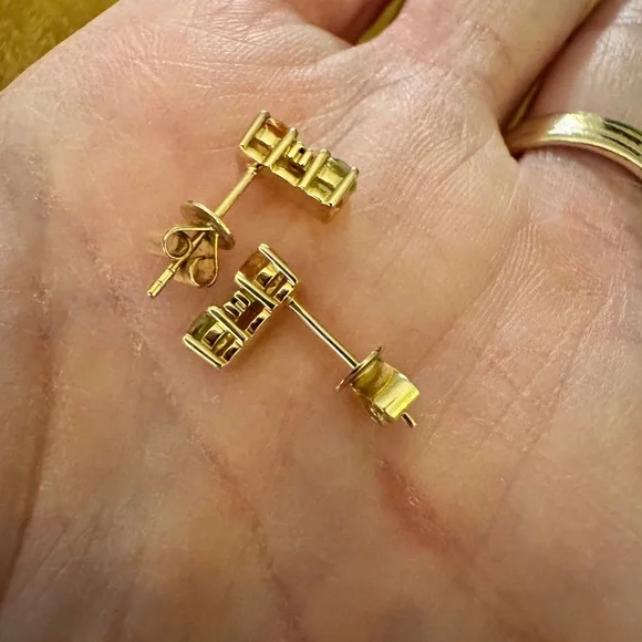 SOLD Bony Levy solid 18K yellow gold, citrine black spinel peridot stud earrings - Picture 4 of 6